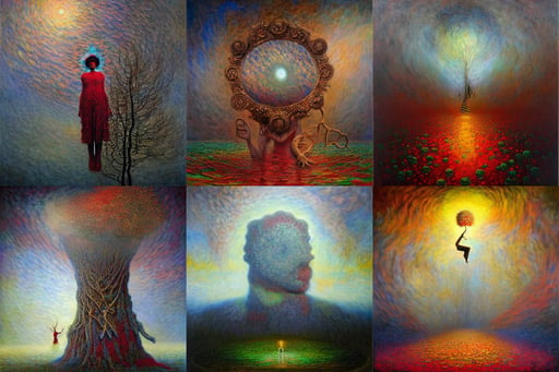 We have art in order not to die of the truth, by Jeffrey Smith, Claude Monet, and Mario Nevado, oil on canvas